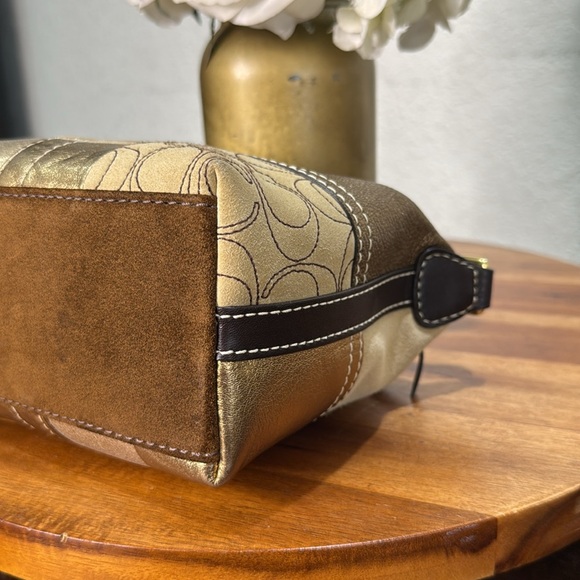 Coach Gold Patchwork Suede Small Purse Handbag - Picture 13 of 15